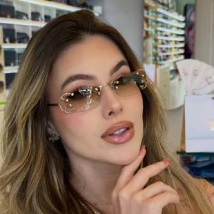 New Fashion Hollow-Out Temple Sunglasses, Small Frame Square Rimless Trendy Sunglasses, European and American High-End Style Unisex Glasses