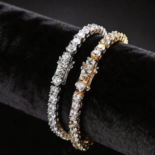3 4mm 5mm 6mm Tennis Bracelet European and American Hip-Hop Jewelry Copper Micro-Inlaid Zircon Single Row Zircon Bracelet Wholesale