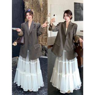 High-End Maillard Style Suit Jacket for Women, 2026 Spring and Autumn New Model, Plus-Size, Mid-Length Outerwear