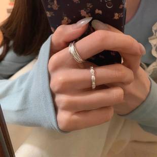 Ins Cool Style Ring Plainly Ring Finger Ring Simple Light Luxury High-grade Sense Ring Elegant All-match Stacked Open Ring