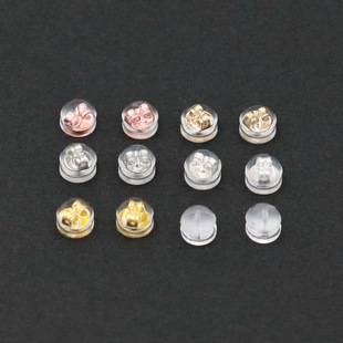 Transparent 925 Silver Silicone Ear Plugs 18K Gold Hamburger Ear Plugs Anti-Slip Anti-Fall Back Stopper DIY Ear Accessories A50