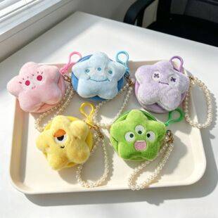 New cute plush mini coin purse, creative cartoon earphone storage bag, hanging accessory, claw machine gift wholesale
