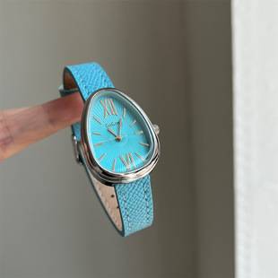 Live Drainage Ice Blue Snake Watch Women's High-end Light Luxury Small Elegant Belt Fashion Watch Women