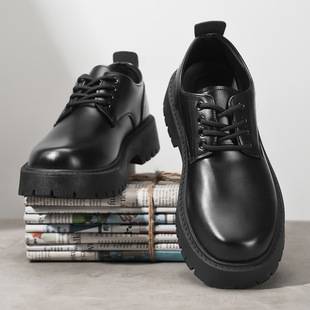 2026 Spring and Summer New Men's Business Waterproof Black Leather Shoes Chef Shoes Men's Korean Style Versatile Thick-Soled Work Shoes