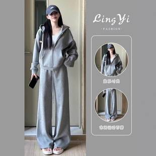 Lazy Style Sportswear Suit for Women Spring & Fall Loose Slimming Look Korean Style Fashion Chic Sweatshirt Casual Two-Piece Running Set
