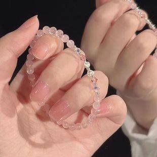 "Peach Soda" Sweet Bowknot Beaded Bracelet for Women, Trendy Niche New Style, Light Luxury, Simple Friendship Jewelry