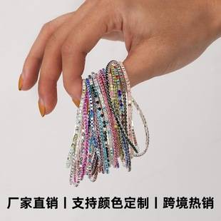 Europe and the United States cross-border diamond elastic bracelet color water diamond bracelet high sense bracelet lovers bracelet wholesale