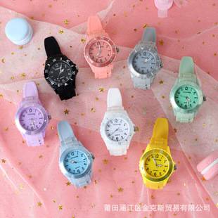 Children's Exam Watch for Girls, Boys, Primary School Students, Waterproof and Anti-Fall Macaron, Small Fresh Sports Jelly Candy Color