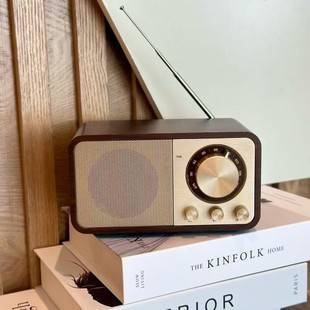 Wooden JY66 Wood Grain Retro Bluetooth Speaker Radio with Antenna Card USB Audio Handsfree Subwoofer