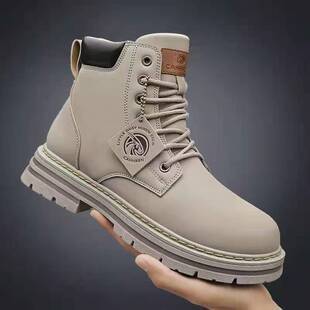 Cross-Border Popular Martin Boots for Men, Extra Large Size 48, Men's Boots, Retro British Style High-Top Work Boots, Leather Boots
