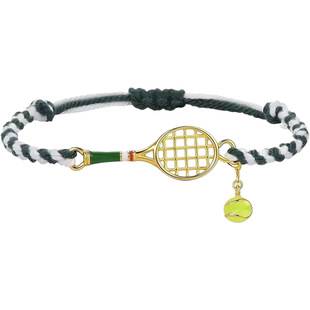 European and American tennis racket bracelet, hand-woven, adjustable, sporty style, gold-plated tennis pendant accessory