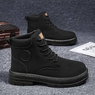 Spring New Breathable High-Top Martin Boots Men's British Style Retro Work Shoes Boots Thick-Soled Short Boots Casual Shoes