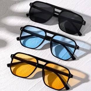 2025 Fashionable and Unique Color-Block Double-Beam Sunglasses for Women, Ins-Style Trendy Sunglasses, Internet Celebrity Uv Protection Outdoor Wear