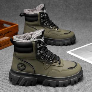 Boots Men's High-Top Winter Velvet Warm Cotton Shoes Outdoor Waterproof Anti-Slip Fur Integrated Northeast Snow Boots