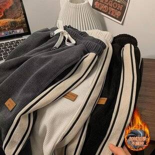 Corduroy Autumn and Winter Pants Men's Youth Casual Trousers Loose Fashionable Boys Sports High Street Straight Leg Wide Leg Pants
