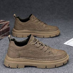 Men's Shoes 2026 New Winter Casual Leather Shoes Men's Martin Boots Low-Top Non-Slip Soft-Soled Student Work Boots
