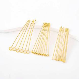 Color preserving 9-character needle 18K real gold brass beaded needle DIY handmade T-pin pearl hook nine-character needle wholesale B42