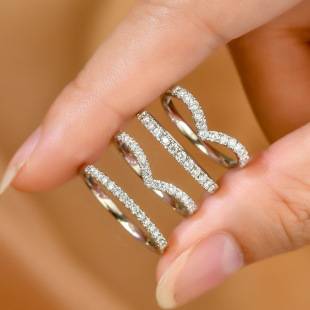 Tiktok Live V-Shaped Simulated Moissanite Diamond Ring Stackable Row Diamond Ring Women's Fashion Adjustable Tail Ring