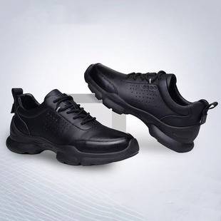 2025 new leather shoes casual men's shoes breathable non-slip outdoor running sneaker thick solid color business leather shoes
