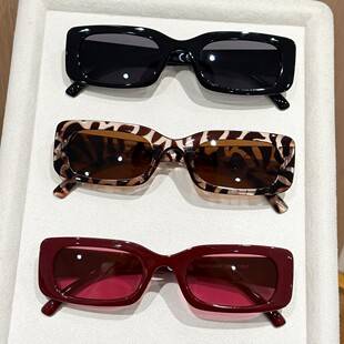 Square Leopard Print Full Frame Sunglasses 2025 New Arrival Women's Retro Classic Sunglasses All-Match Simple Sunglasses