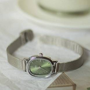 Oval Retro Mesh Belt Watch Women's Light Luxury Niche Waterproof Watch Women's 2024 New Artistic Style for Students