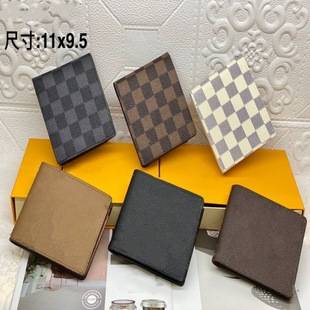 Old Plaid Short Clip Wallet Foreign Trade Purse Source European and American Classic Fashion Explosions Letter Men's 60223