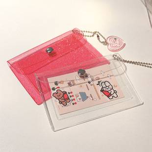 Factory spot wholesale transparent PVC coin purse card storage bag bus card earphone bag key hanging bag can be printed