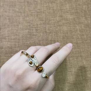 Maillard Tiger Eye Stone Zircon Ring for Girls 2025 New Accessible Luxury High-End Index Finger Ring Fashionable Personalized Ring