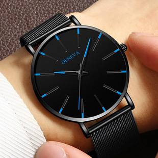 Cross-Border Popular Ultra-Thin Watch Men's Alloy Mesh Strap Simple Quartz Watch Fashion Business Men's Watch Wholesale