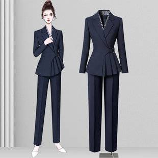 Professional women's suit with a high-end feel, suitable for commuting, stylish and elegant, with a waist-cinching design, ideal for jewelry store and hotel managers, high-end workwear
