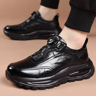 New model men's casual sports shoes made of top-layer cowhide, with air cushion soles, lightweight and versatile, trendy genuine leather fashion shoes for men