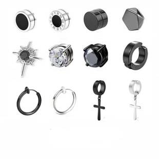 New Style Non-Pierced Ear Clip for Men, Single Piece, Trendy Male Personality, Korean Version, Titanium Steel Magnetic Ear Stud, Trendy Ear Accessory