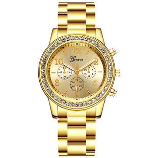 Explosions Geneva Ladies Watch Women's Korean Style Fake Three Eyes Diamond Women's Watch Women's Fashion Casual Quartz Watch Wholesale