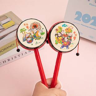 Rattle Baby Music Toys Early Education Toddler Cartoon Rattle Traditional Toys Plastic Wave Drum Toys Wholesale