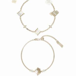 Three-Fold Jewelry Similar to the Iris Flower Pull-Out Bracelet for Women, Minimalist Commuter Style, High-End Jewelry, Maillard Light Luxury