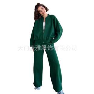 2024 Winter Fleece-Lined Cross-Border Export Independent Station European and American Women's Suits Women's Pure Color Sweatshirt Casual Suits