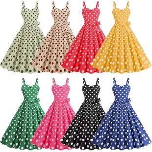 Cross-border New Barbie Performance Stage Women's Sexy Sling Belt Wrap Chest Polo Dot Printing Vintage Large dress