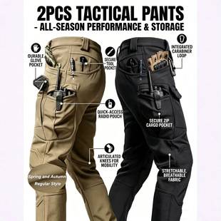 Amazon 2026 Men's Outdoor Wear-Resistant Tactical Work Pants Casual Pants Multi-Pocket Solid Color Breathable In Stock