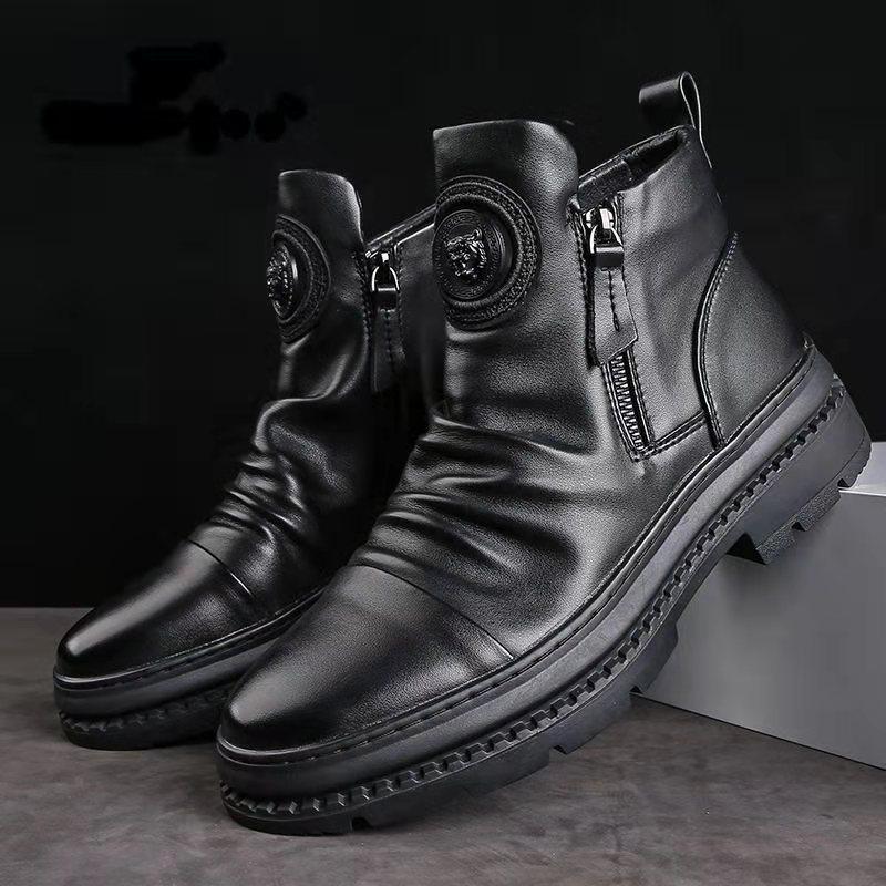 2026 Autumn New High-Top Men's Shoes European Style Men's Boots Versatile Zipper Shoes Korean Style Martin Boots Men's Casual Shoes