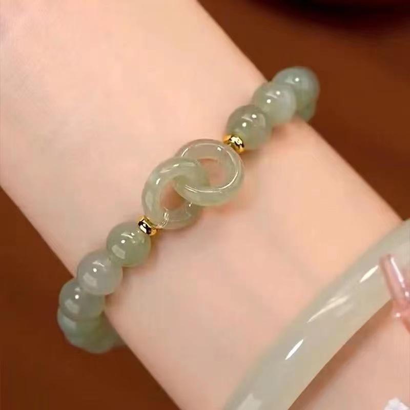Interlocking Chinese Style Bracelet for Women Ins Niche Design Heart Safety Buckle Bracelet High-End Bestie Gift
