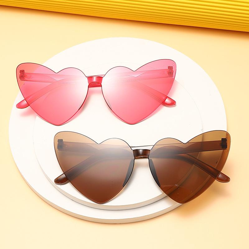 3022 thin heart sunglasses love sunglasses jelly-colored frameless heart-shaped one-piece glasses candy-colored eyes