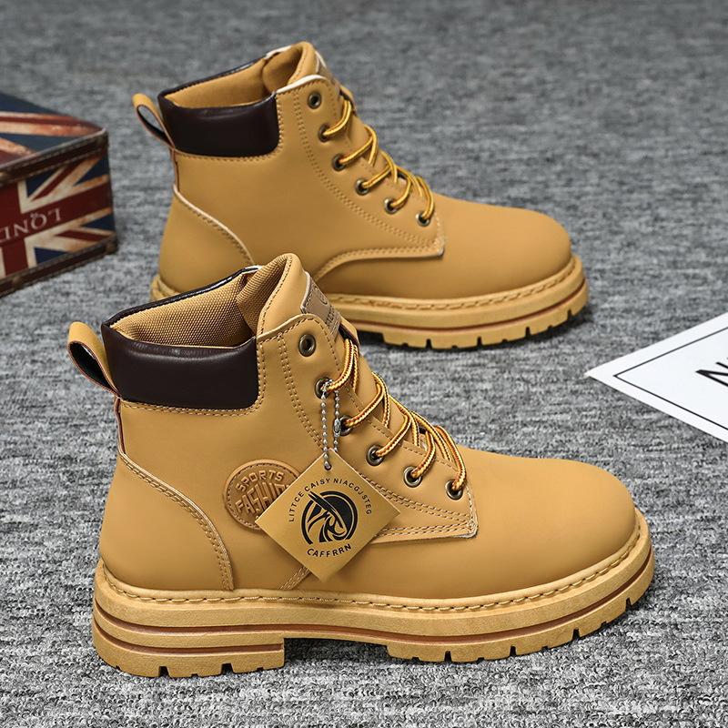 Boots Men's Shoes Autumn and Winter New High-Top Work Boots British Style Korean Style Fashion Versatile Thick-Soled Boots