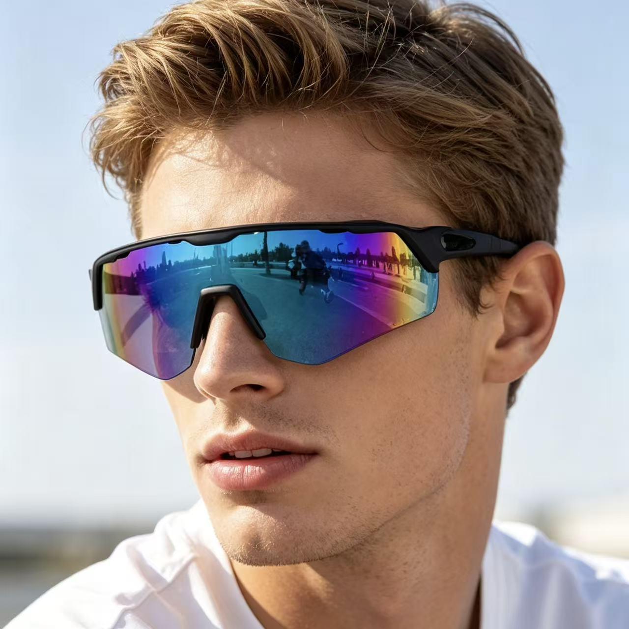 New Simple European and American High-End Sunglasses, Fashionable and Trendy Women's Windproof and Sandproof Outdoor Sports Sunglasses, Sun Protection Glasses