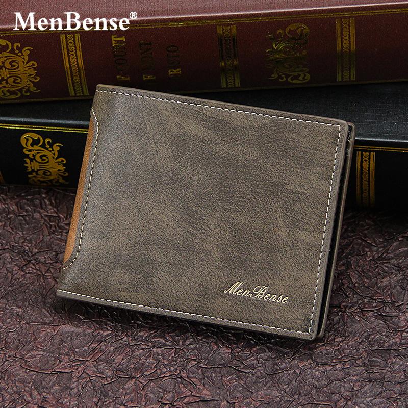 MenBense New Men's Wallet Short Fashion Casual Stitching Multi-Card Three-fold Bag Men's Wallet
