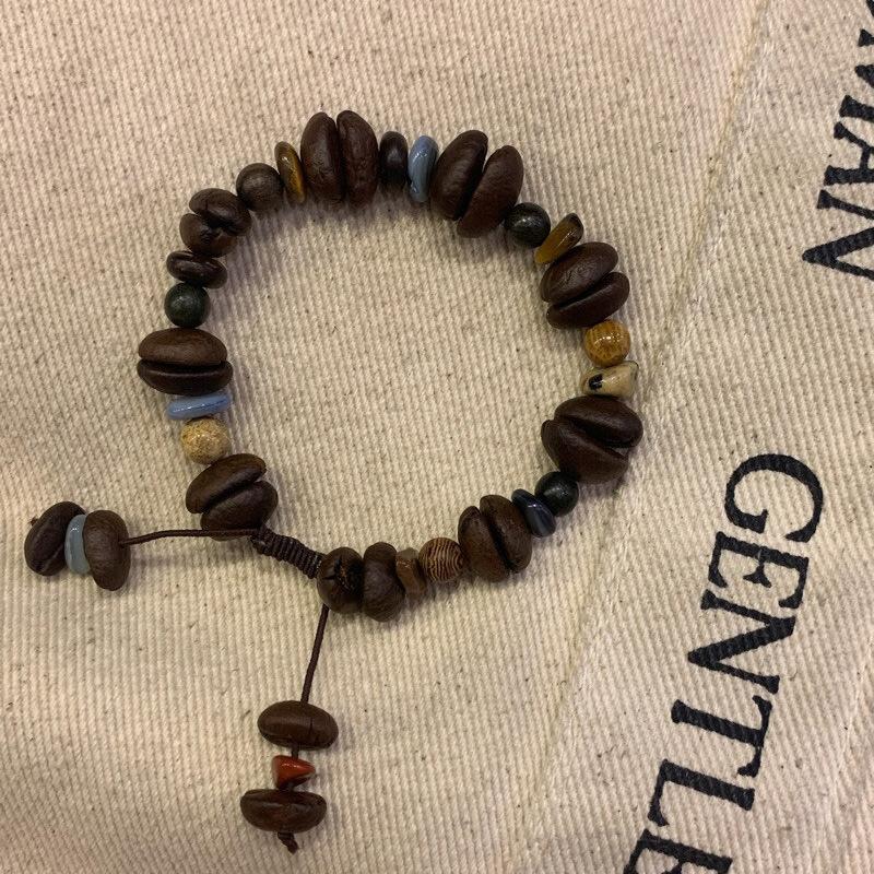 Real Coffee Bean Bracelet Maillard Color Bracelet Early Eight Workers Must Have Early Morning Rain DIY Bracelet Cartoon