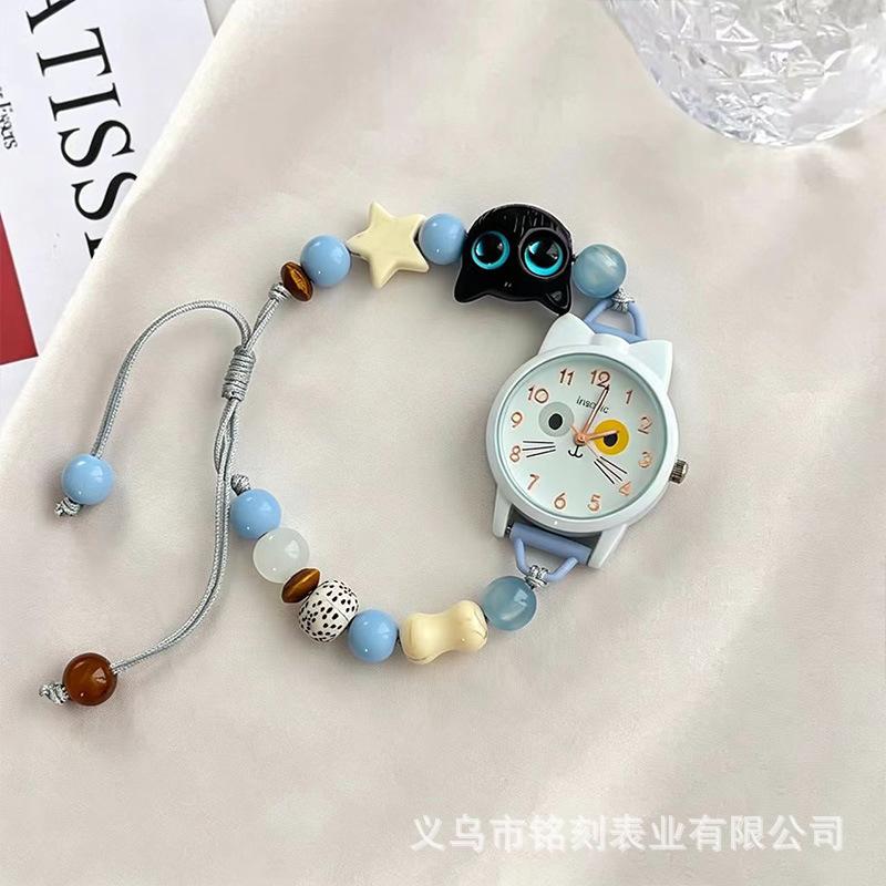2026 Pinduoduo New Style Ins Fashion Cute Cat Bracelet Watch for Women, Student Quartz Watch Wholesale for Middle and High School Students