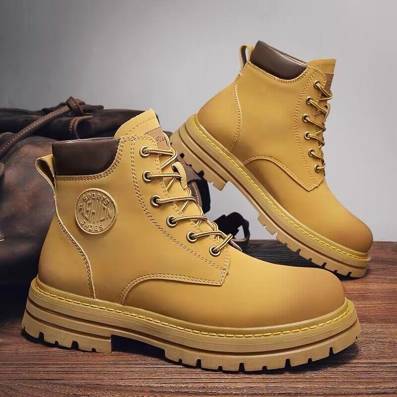 Big Yellow Boots 2026 Autumn/Winter Men's Martin Boots Workwear Waterproof Non-Slip Hiking Shoes Construction Site Wear-Resistant Safety Shoes