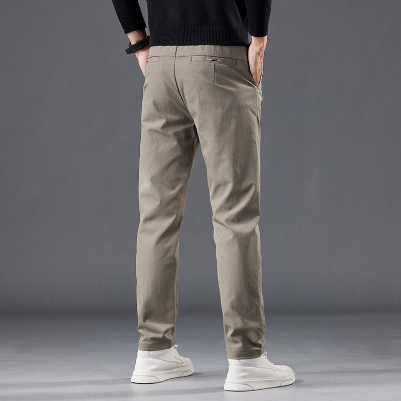 Velvet Men's Casual Pants Thick Winter New Fashion Light Business Explosions Middle-aged Straight All-match Pants