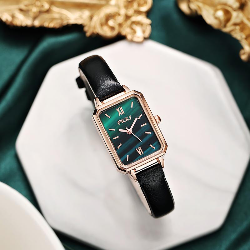 Douyin Little Green Watch Internet Celebrity Live Drainage Small Square Watch Women's Watch Retro Fashion Quartz Watch