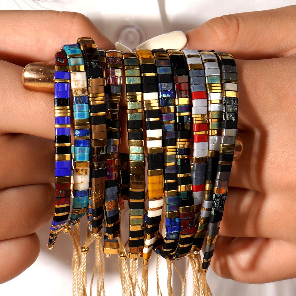 Fashionable Work Clothing Cross-Border European and American Retro Ethnic Style Jewelry Tila Beads Popular Trend Hand-Woven Bracelet